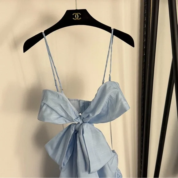 Zimmermann Bow Detail Mini Dress Blue Cutout Chic - Picture 6 of 11